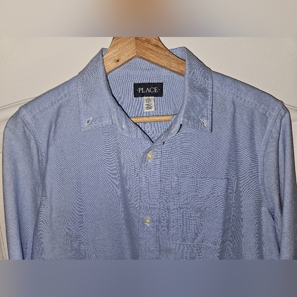The Children's Place Oxford Blue Button Up Long Sleeve Shirt. Classic Style 14H - Picture 3 of 10